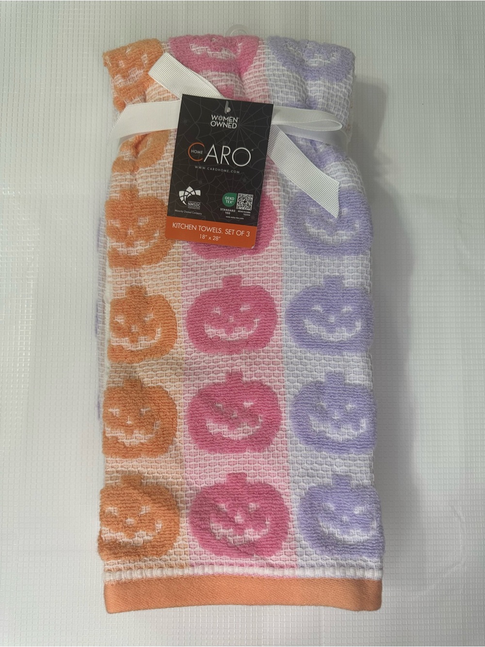 Set of 3 Caro Halloween Pumpkins Kitchen Towels NWT